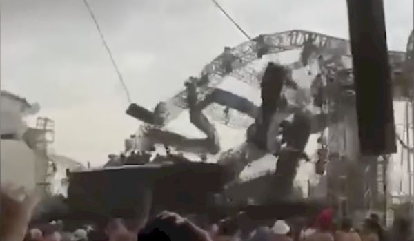 Horror: Truss-constructie stort in, DJ komt om Horror: Truss-constructie stort in, DJ komt om
